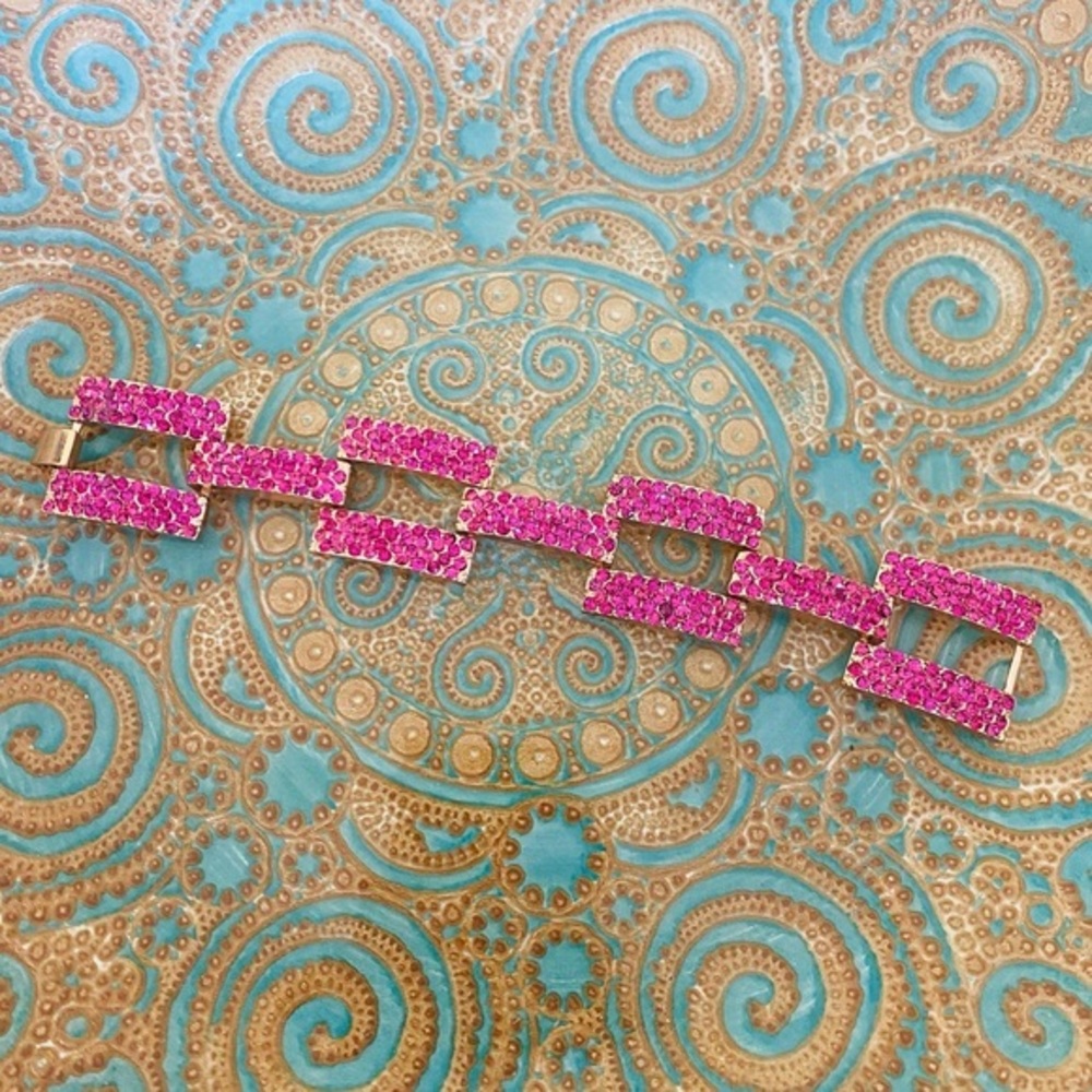 Pink pavè flat link bracelet